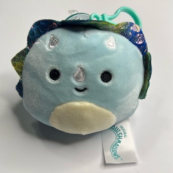 Squishmallows Other - NWT Squishmallows Malik the Triceratops 3.5 " Plush Clip On